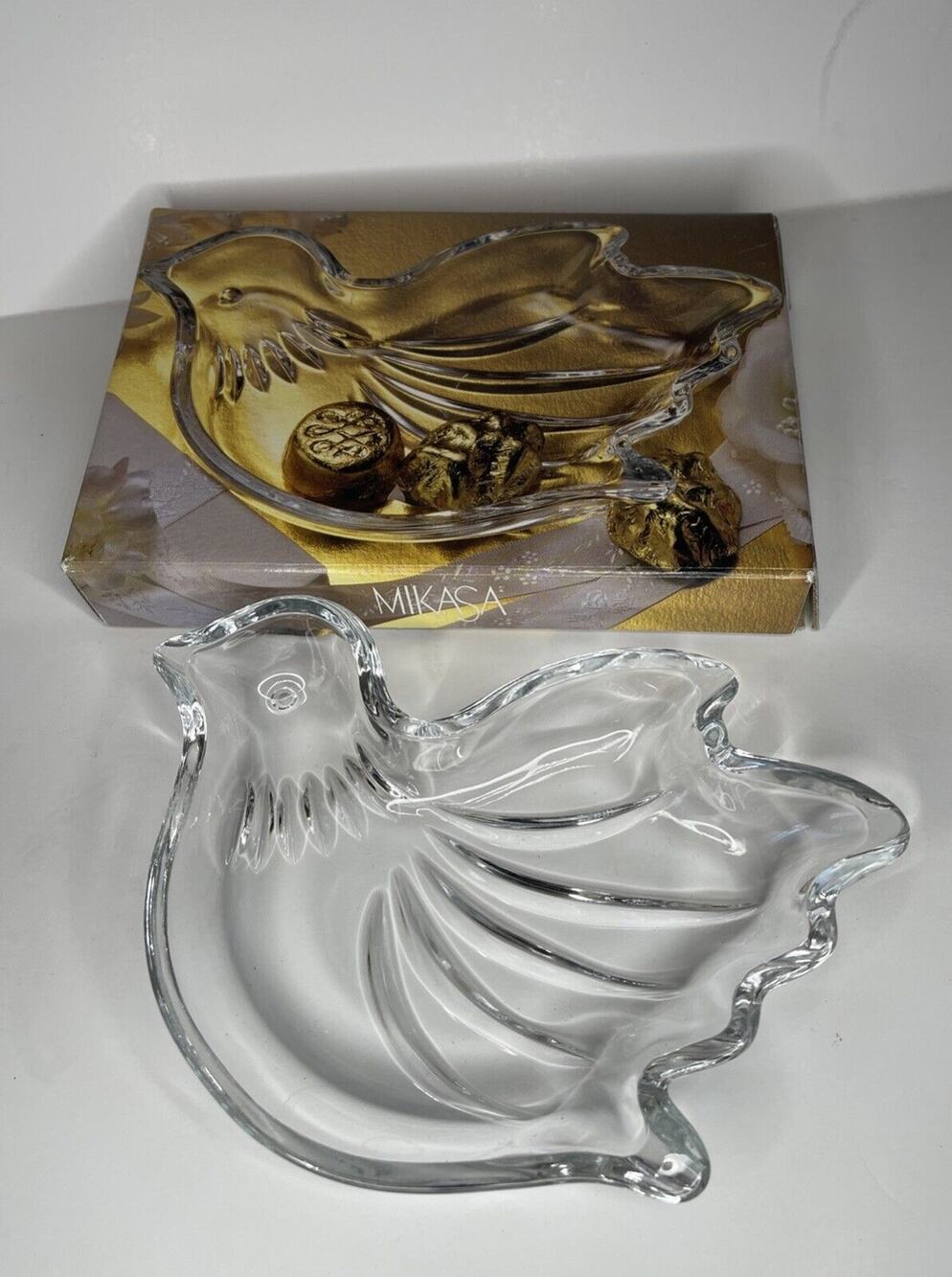 MIKASA "LOVE SONG" Crystal Dove Sweet Dish for Candy In Box